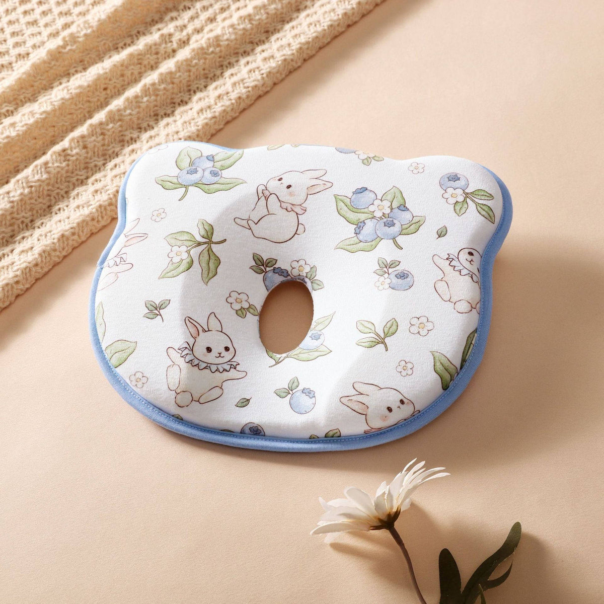 Infant Head Support Pillow with U-Shaped Cradle and Sweat-Absorbent Velvet Cover