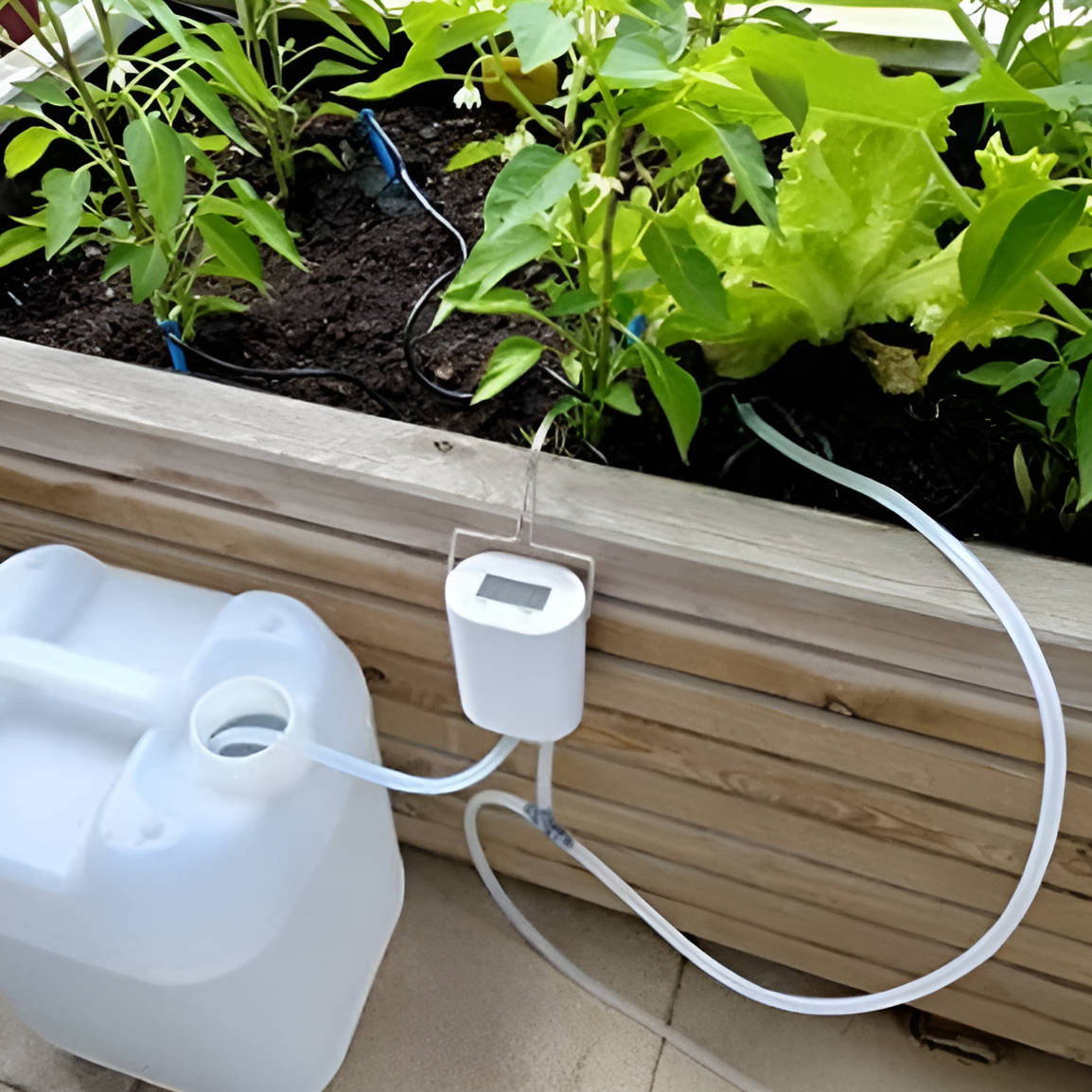 Plant Watering System with LCD Timer and Rechargeable Battery for Indoor Gardens