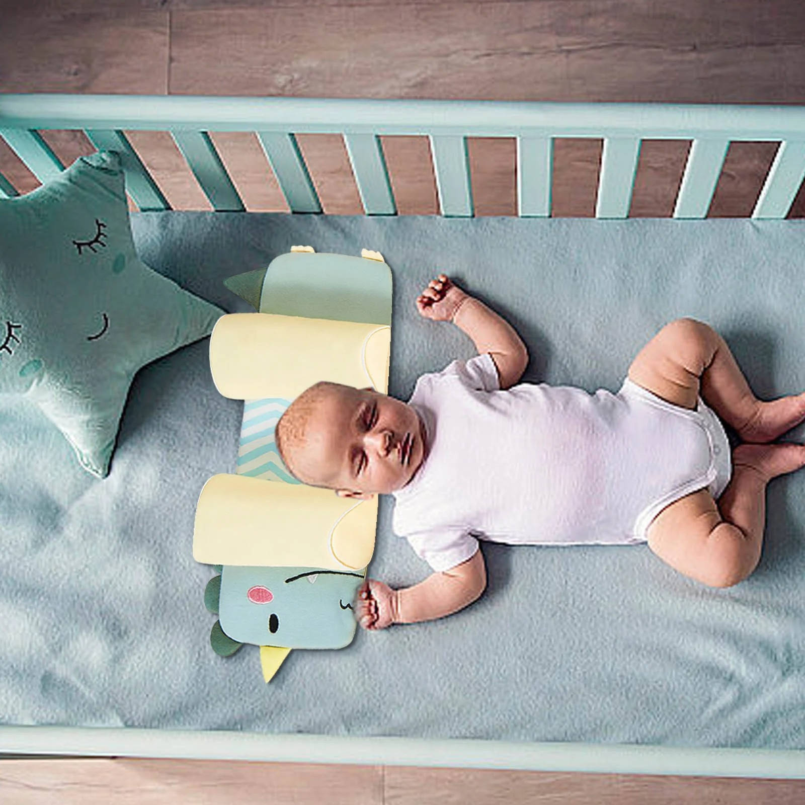 Adjustable Baby Head Pillow with Buckwheat Husk Core and Removable Cotton Cover for Newborns 0-3 Years