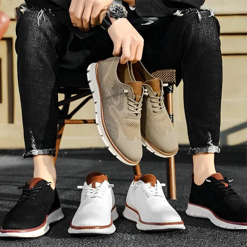 Lightweight Dress Shoes with Wide Toe Box and Breathable Knit Upper, Slip-On Design