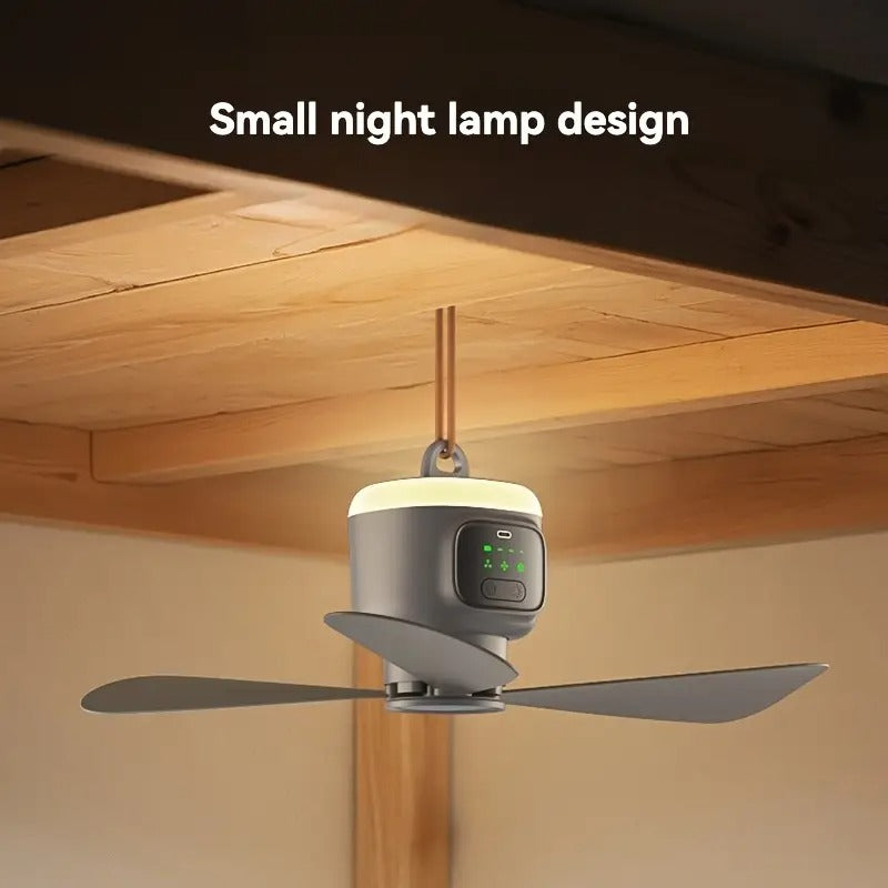Rechargeable Ceiling Fan with Infrared Remote and 360-Degree Lighting, 30-Hour Battery