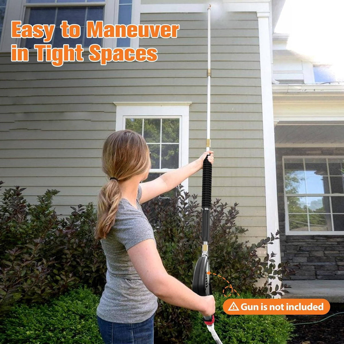 Telescoping Pressure Washer Wand with 6 Nozzles and Curved Attachment for Gutters, Roofs, Walls