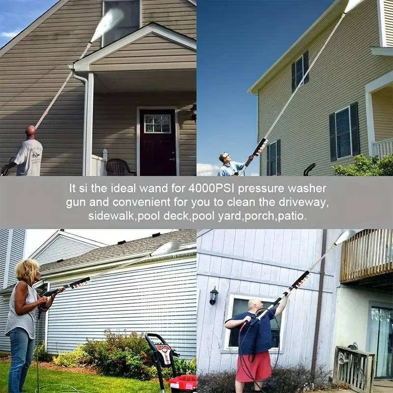 Telescoping Pressure Washer Wand with 6 Nozzles and Curved Attachment for Gutters, Roofs, Walls