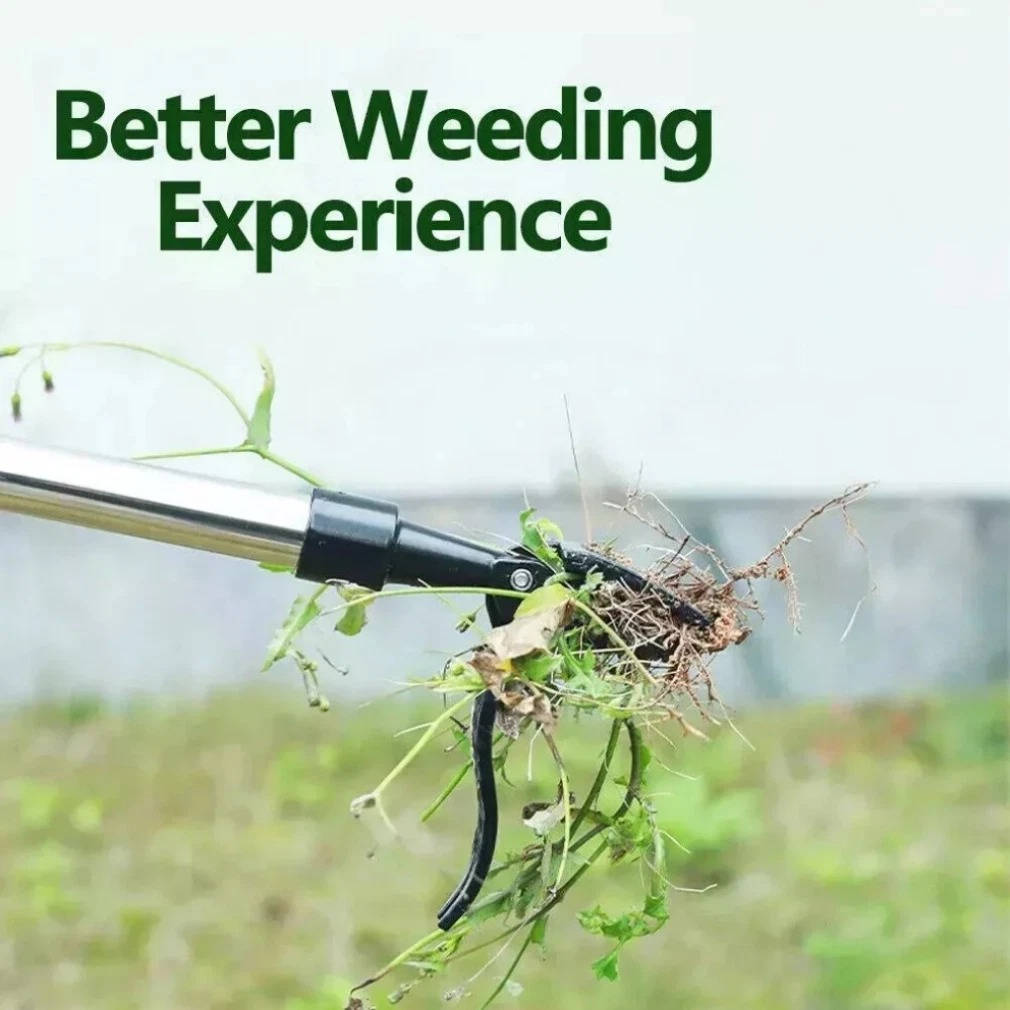 Weed Puller with Four Steel Claws and Bamboo Handle for Standing Yard Work