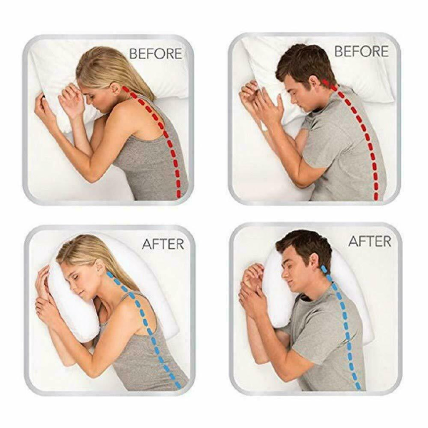 Contoured Pillow with Ear Cutout and Spine Support, Machine Washable