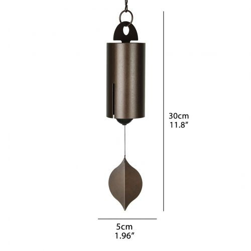Wind Bell with Dual Chamber Acoustics and Ash Wood Clapper, 12-Inch Hanging