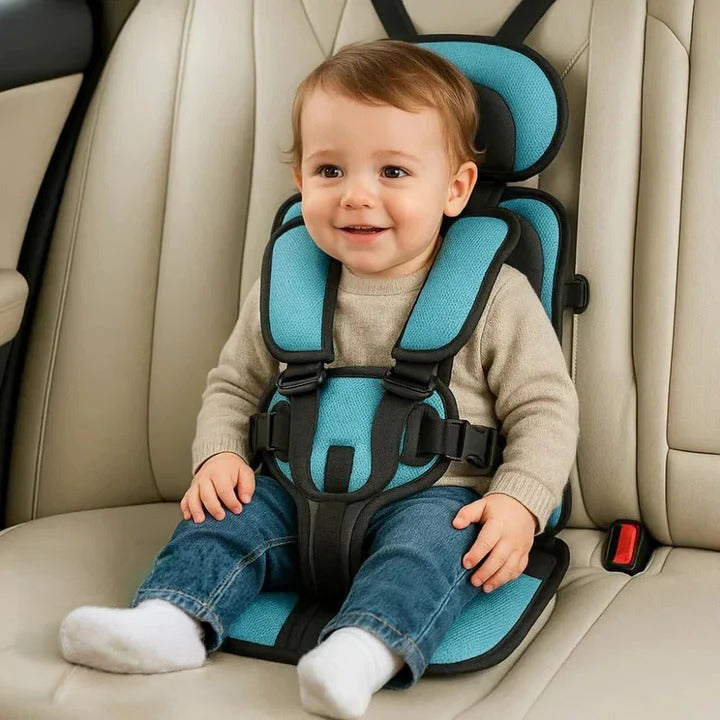 Portable Travel Seat with Five-Point Harness and Machine Washable Fabric for Children Ages 1-14