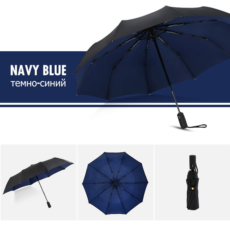 Automatic Umbrella with Windproof Frame and Compact Folding Design