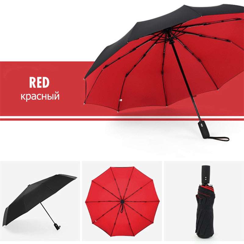 Automatic Umbrella with Windproof Frame and Compact Folding Design