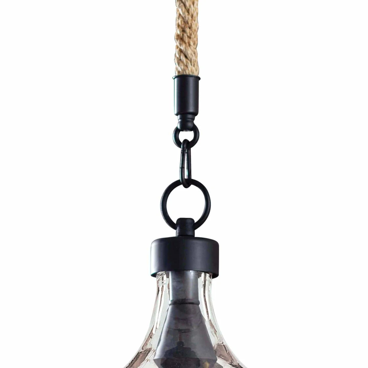 HarborGlow Clear Glass Rope Pendant Light 3-Light E26, Rustic Kitchen Island Living Room Ceiling Lights