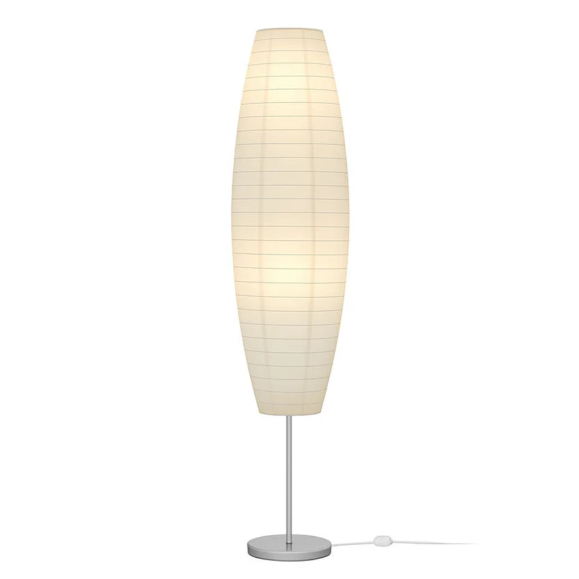 ZenGlow Rice Paper Floor Lamp 59" White Shade with Chrome Base, Living Room Floor Lamps