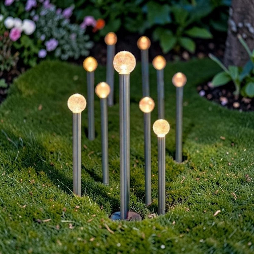 LumiSphere Solar Globe Stake Lights 13" Warm White LED 10-Pack, Outdoor Pathway Lighting