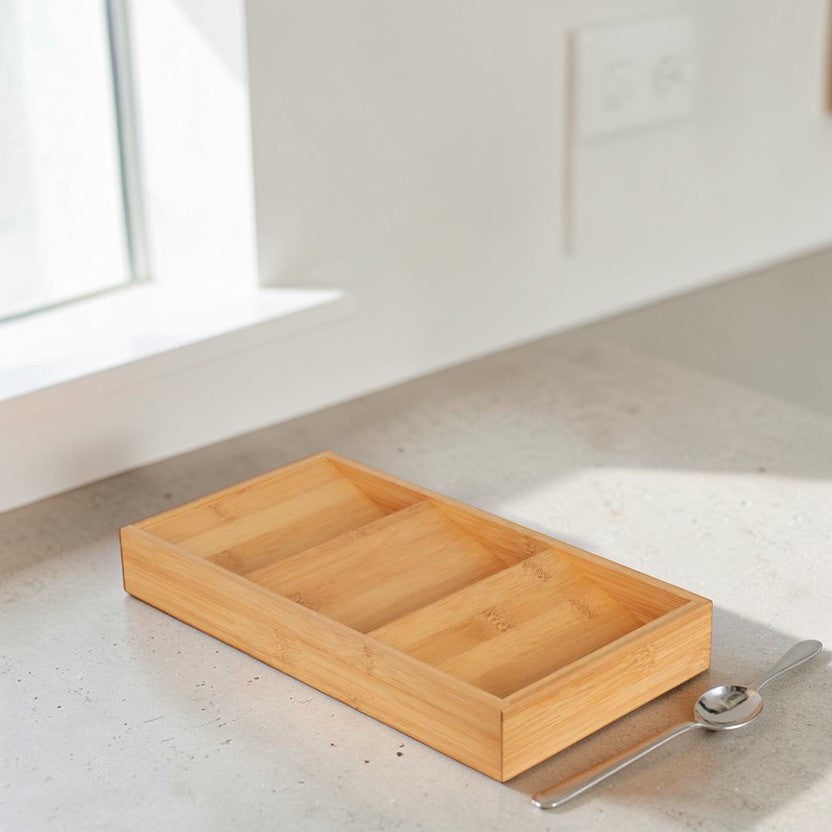 Expandable Bamboo Spice Drawer Organizer 3-Tier Natural Wood Rack, Kitchen Accessories