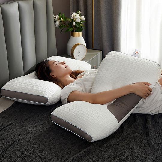Contoured Neck Support Pillow with Quick Rebound Mesh and Dual Position Design