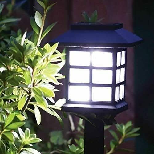 ZenGlow Solar Lantern Path Lights 11" Black Grid Design 6-Pack, Outdoor Garden Lighting