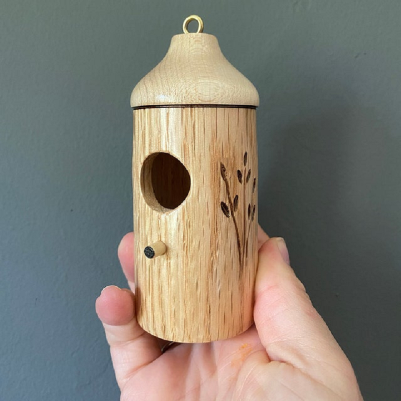 Hummingbird Birdhouse with Weather Resistant Resin and Wood Grain Finish