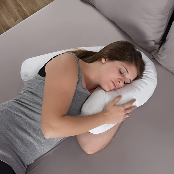Contoured Pillow with Ear Cutout and Spine Support, Machine Washable