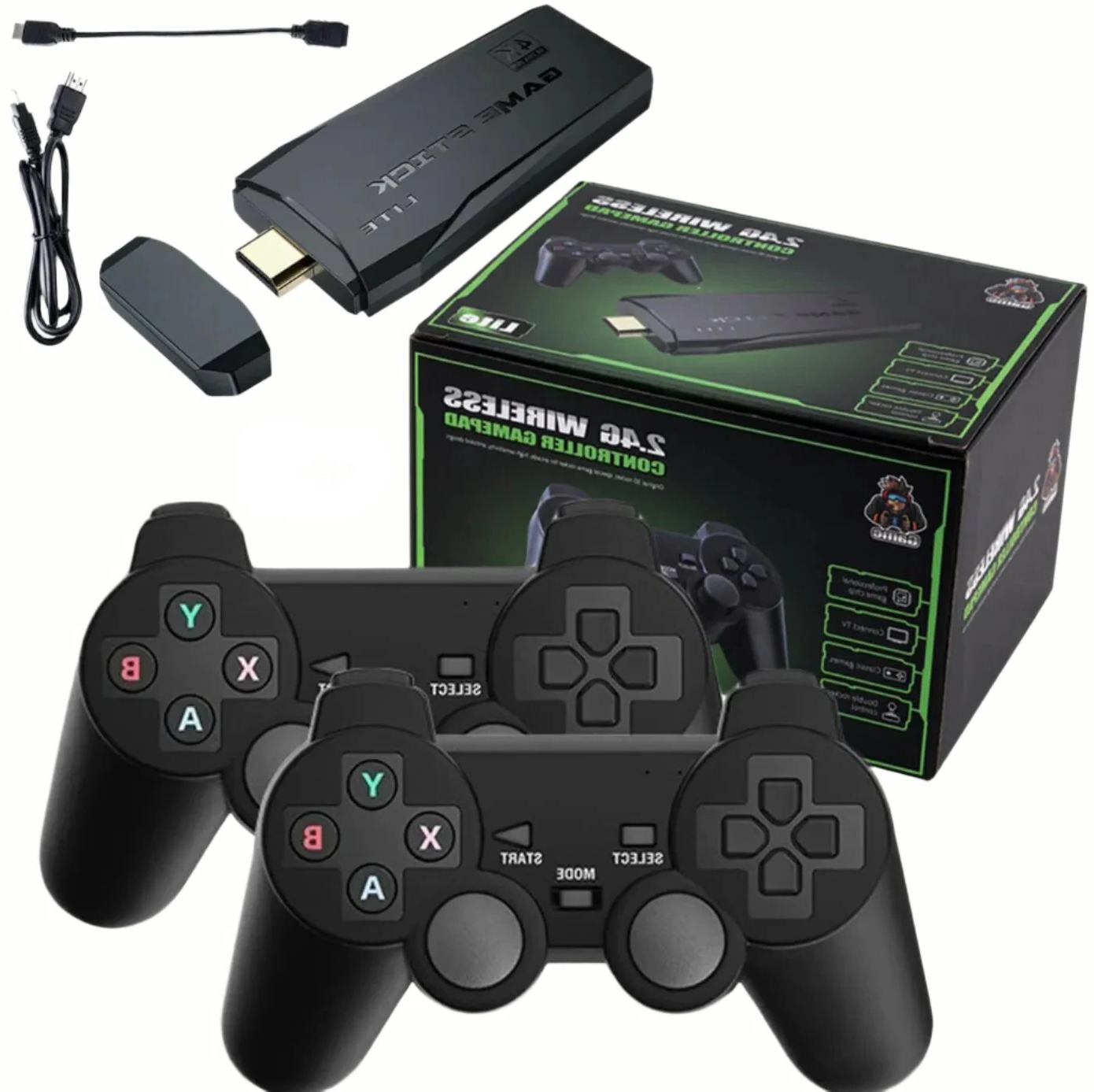 Retro Game Console with 64GB Storage and Wireless Controllers for TV