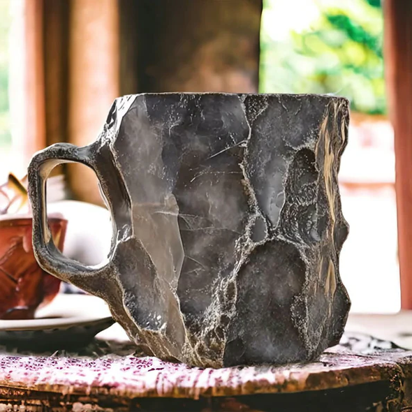 Crystal Faceted Coffee Mug with Geometric Design, 10oz Capacity