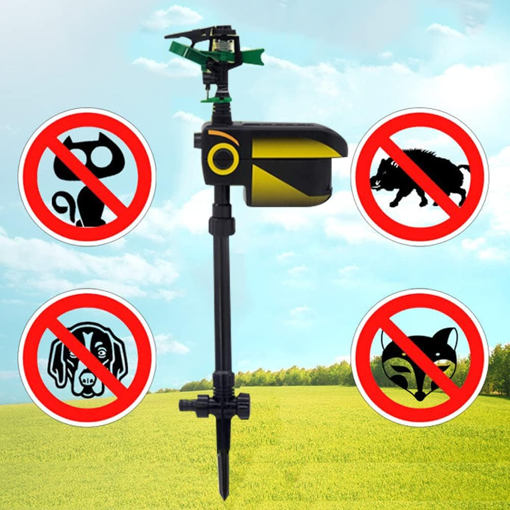 Motion-Activated Garden Sprinkler with Solar Charging and Adjustable Spray Head, 32.8ft Detection Range