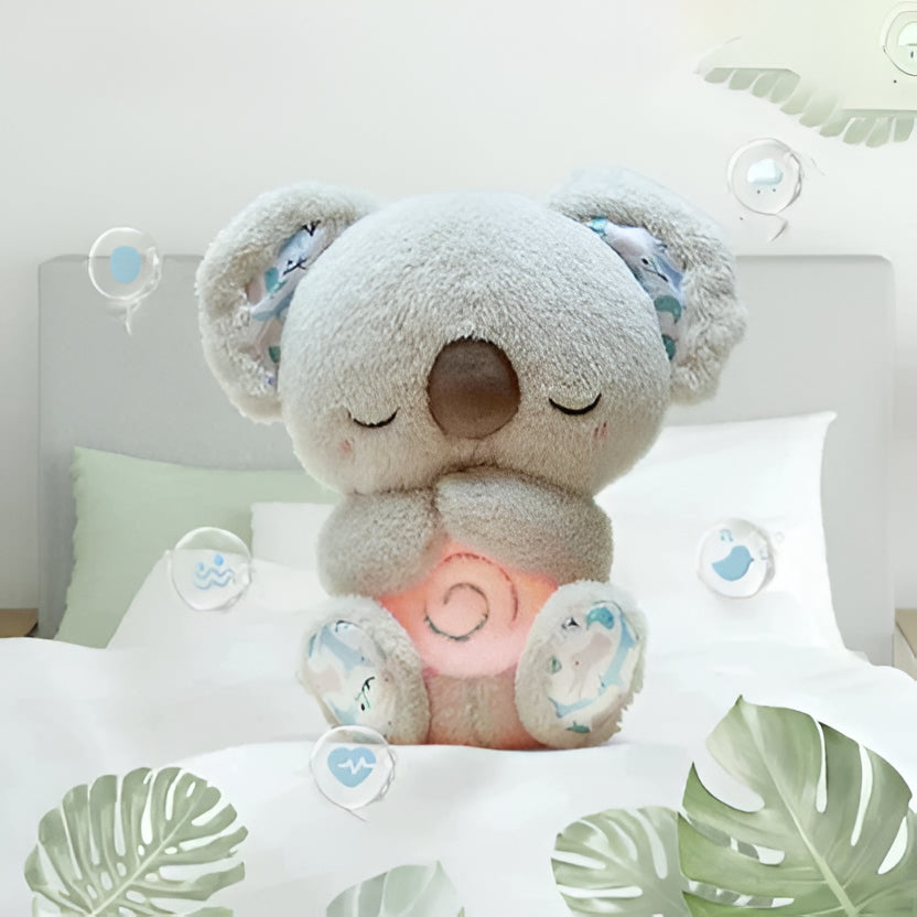 Breathing Koala Plush Toy with Heartbeat Sound and Chest Light, Rhythmic Motion