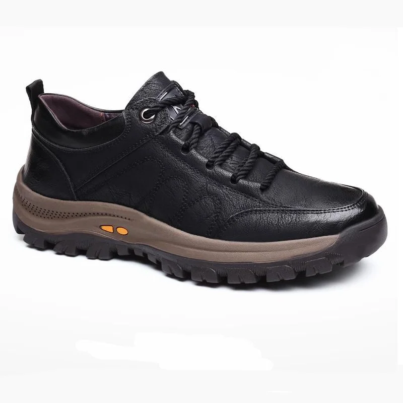 Leather Arch Support Shoes with Adjustable Boosters and Laceless Slip-On Design