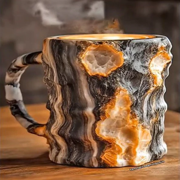 Crystal Faceted Coffee Mug with Geometric Design, 10oz Capacity