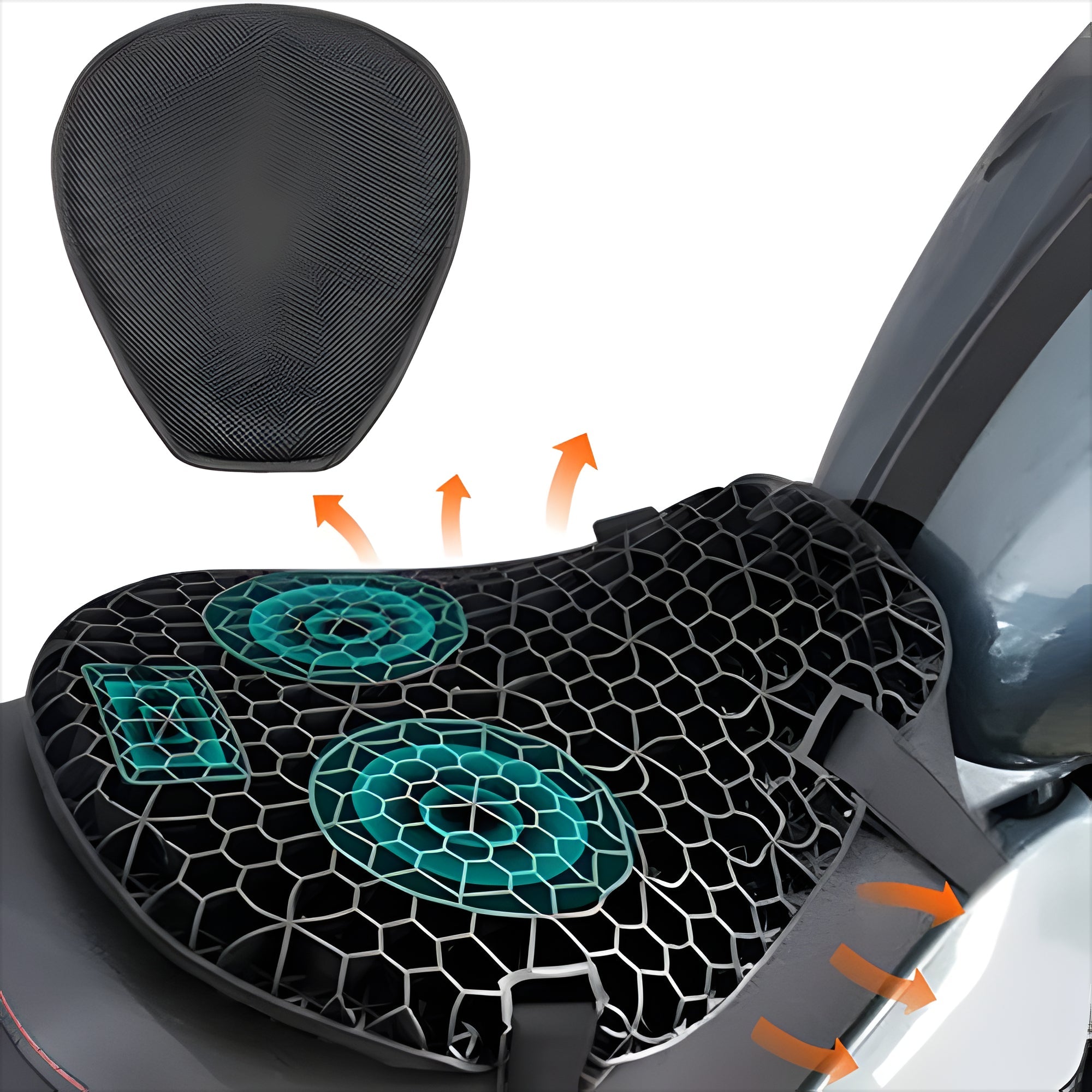 Gel Motorcycle Seat Cushion with Honeycomb Interior and Anti-Slip Base, Petal Design