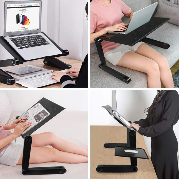 Adjustable Laptop Stand with 360-Degree Rotation and Detachable Mouse Pad