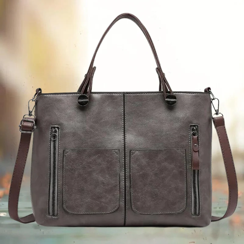 Genuine Leather Bag with Multiple Interior Compartments and Structured Design