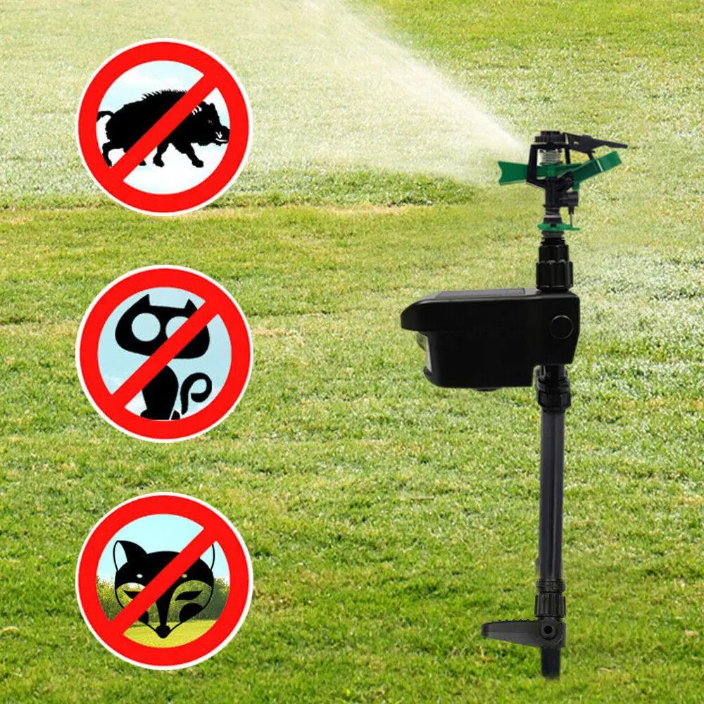 Motion-Activated Garden Sprinkler with Solar Charging and Adjustable Spray Head, 32.8ft Detection Range