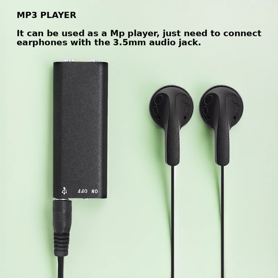Voice Activated Digital Recorder with 32GB Storage and Headphones