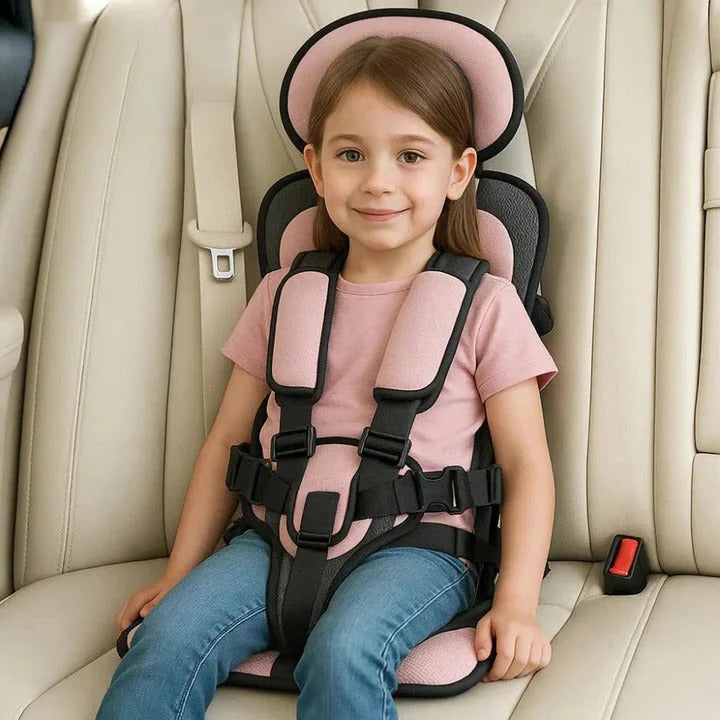 Portable Travel Seat with Five-Point Harness and Machine Washable Fabric for Children Ages 1-14