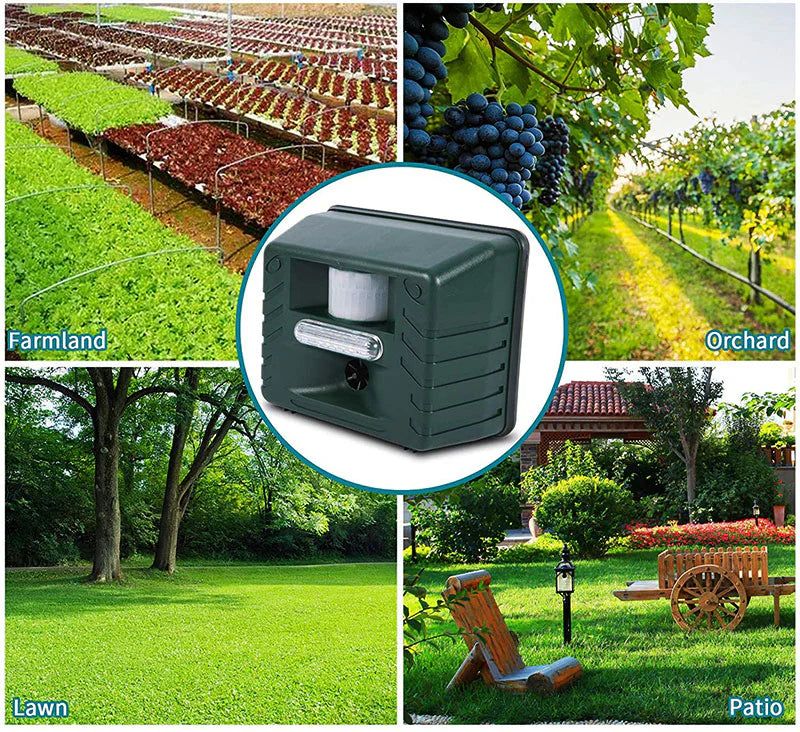 Ultrasonic Animal Repeller with Motion Sensor and 70ft Detection Range