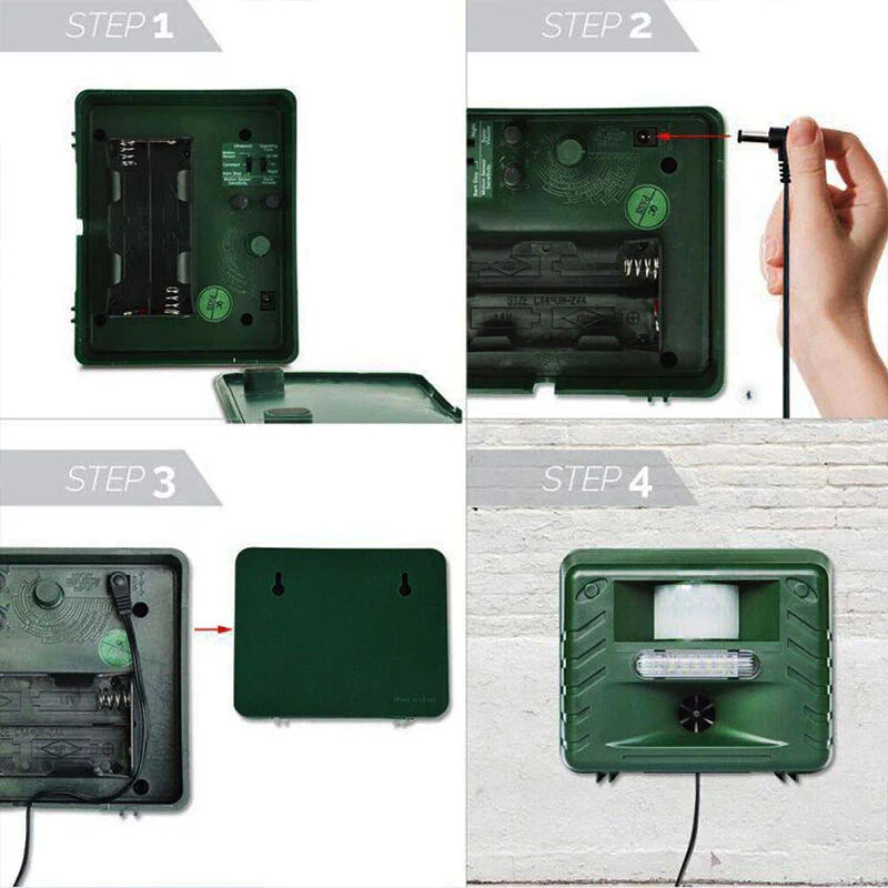 Ultrasonic Animal Repeller with Motion Sensor and 70ft Detection Range