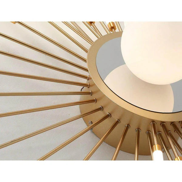 Radiant Starburst LED Semi-Flush Ceiling Light 50" Gold Finish, Modern Living Room Ceiling Lights