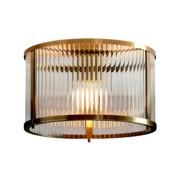 Lumière Ridgeton Antique Brass Ribbed Glass Flush Mount 1-Light E26, Kitchen Lights