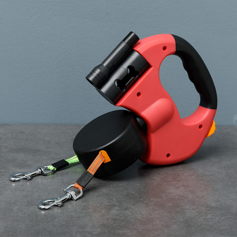 Dual Lead Dog Leash with Rotating Swivel Joint and Padded Handle