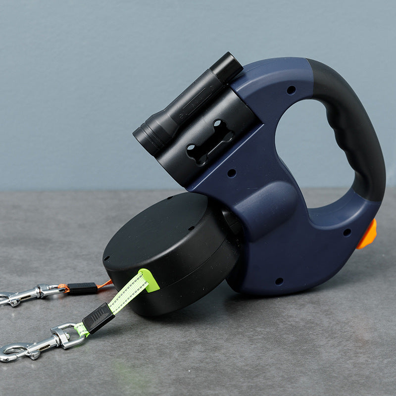 Dual Lead Dog Leash with Rotating Swivel Joint and Padded Handle