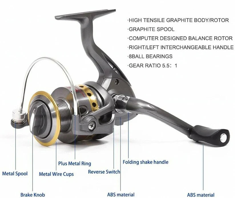 Telescopic Fishing Rod and Reel Combo with Carbon Fiber Construction and Carrying Bag