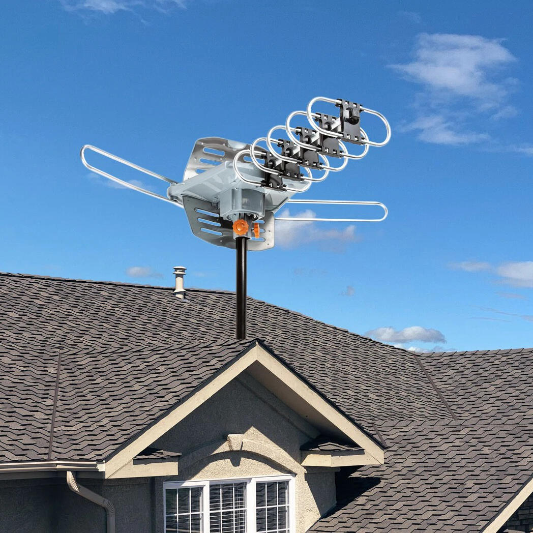 Motorized HD TV Antenna with 360 Degree Rotation and Remote Control, 33ft Cable