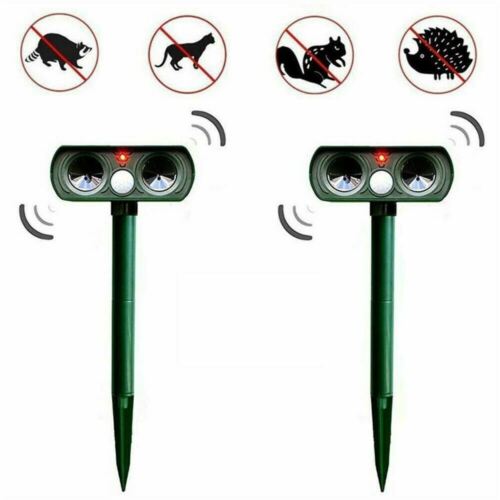 Motion Activated Ultrasonic Animal Repeller with Solar Panel and 30ft Detection Range