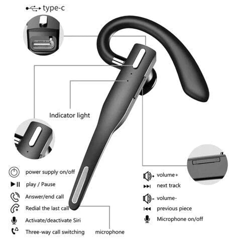 Wireless Bluetooth Headset with Dual Mic Noise Cancelling and 25-Hour Talk Time