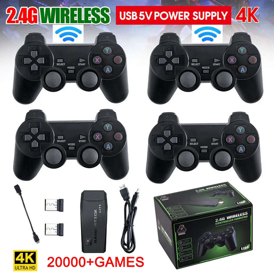 Retro Game Console with 64GB Storage and Wireless Controllers for TV