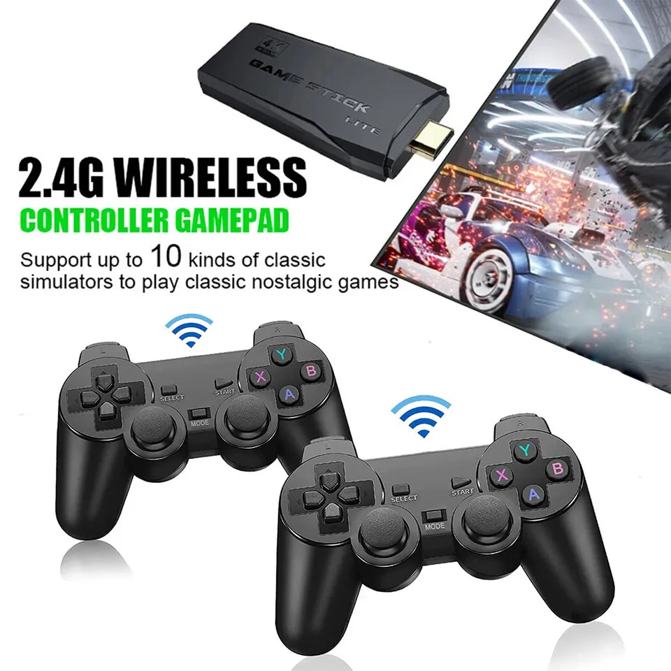 Retro Game Console with 64GB Storage and Wireless Controllers for TV